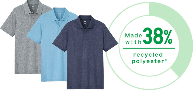 DRY-EX Polo Shirt (short-sleeve) Made with recycled polyester 38%