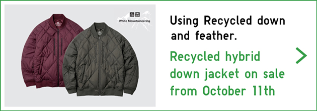 Recycled hybrid down jacket on sale from October 11th