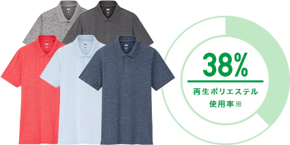 ドライEXポロシャツ (半袖) 再生ポリエステル使用率※ 38%